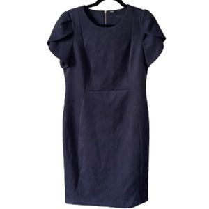 Calvin Klein Petal Sleeve Crew Neck Sheath Dress - Size 12